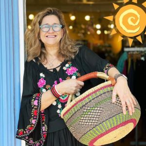 Hedi Griebel holding a big basket